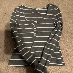Striped half button up shirt